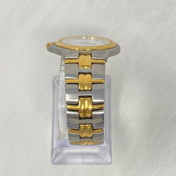 Movado Olympian Watch Men 36mm Silver Gold Tone Date 81.E2.887.2 New Battery 7" - Picture 7 of 14